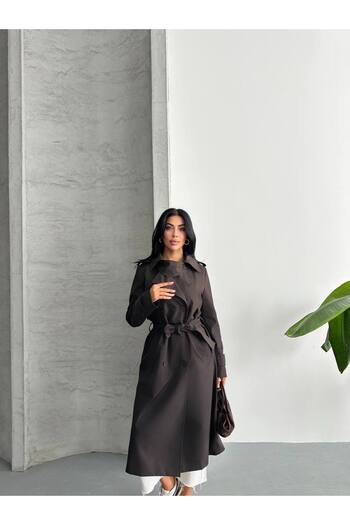 GM Butikk New Season Long Women's Double Breasted Zr Trench Coat Women's Long Trench Coat