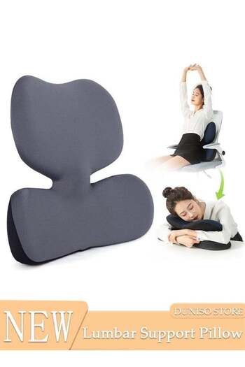 fun zone DUNISO 2 in 1 Office Chair Lumbar Support Pillow, Nap Pillow, Memory Foam Ergonomic Back Support Pil