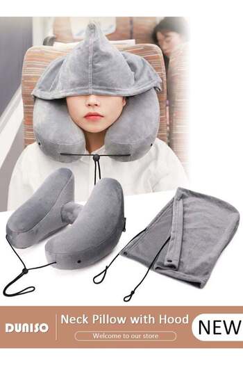 fun zone DUNISO Travel Pillow H Shaped Inflatable Neck Pillow With Cap