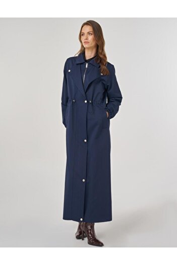 Kayra Waist Gathered Top Coat Dark Navy Blue