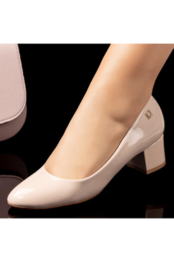 BMoD Beige women's heeled shoes with a glossy look MOD06430