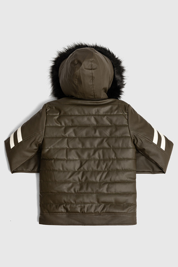 Go Veform Fur Hooded Faux Leather Jacket with Fur Inside