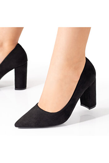 BMoD Black suede women's shoes with a block heel MOD08568