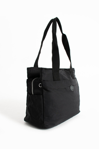 Sanmorris Women's Large Size Black Color Hand Shoulder Bag with Compartments, Water Resistant, Crossbody and Shoulder Strap