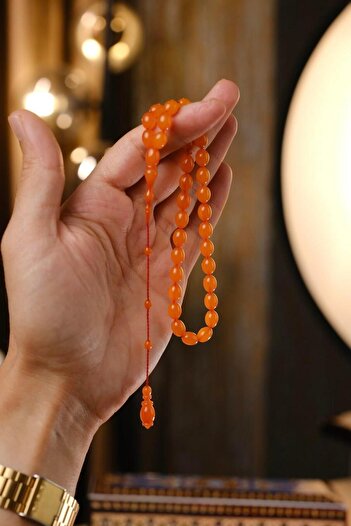 dergah tesbih Collectible Wrist-Length Old Ottoman Veinless Crimped Amber Prayer Beads (Antique Faturan Amber Beads فات