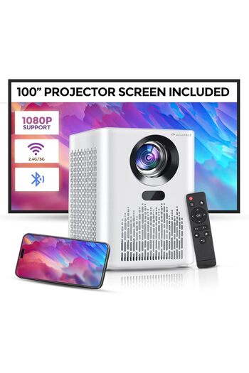 Wownect S8 Mini WiFi Projector 5000 Lumens Portable Outdoor Movie Projector with 100" Screen Include