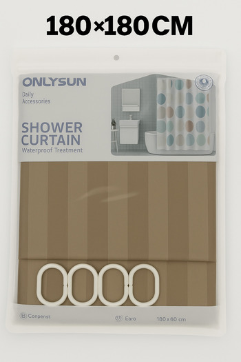 TSUMAB ONLYSUN Waterproof Shower Curtain with Hooks – 180×180 cm