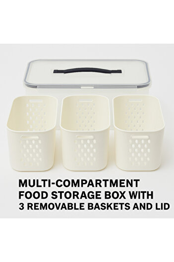 TSUMAB Multi-Compartment Food Storage Box with 3 Removable Baskets and Lid