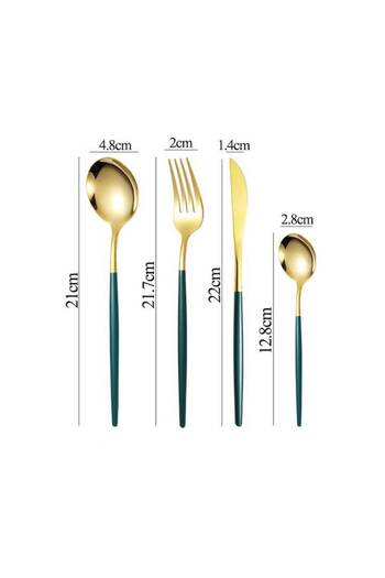 darklove Set 24 Portuguese Cutlery, Darklove, Gold/Green