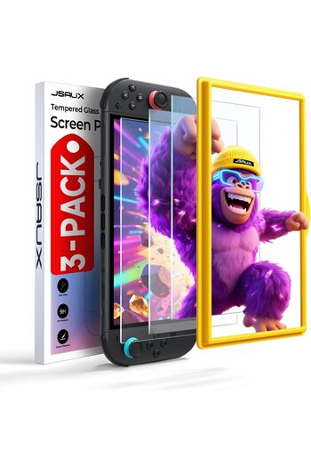 jsaux 3-Pack Screen Protector for Nintendo Switch 2, Ultra HD Glass Protector 9H Hardness Easy to In