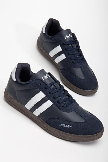 Dilimler Ayakkabı Men's Sports Shoes Navy Blue Samba Model Thin Sole Lace-Up