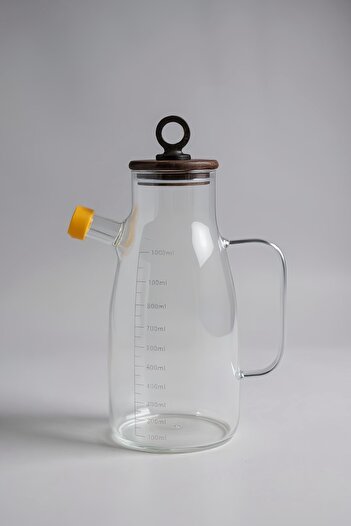 Kitchen Way Acacia Lid Measured Glass Oil Pot Kw-813