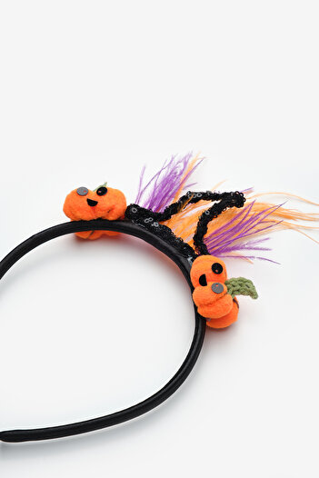 Le Mabelle Girl's Halloween Crown with Black Pumpkin Figure