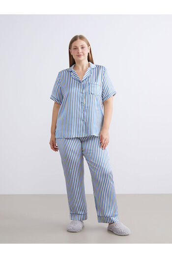 LC Waikiki Create Your Style from Uzg Store |   Shirt Collar Striped Women's Pajama Set