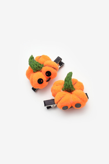Le Mabelle Orange Pumpkin Figure Double Halloween Clip Buckle Set