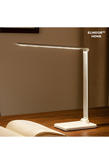 Elindor ® Silver LED Desk Lamp, Foldable, USB Charging, Automatic Shut-Off, 39 x 3 x 10.8 cm