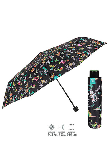 Perletti Automatic folding rain umbrella Botanica birds