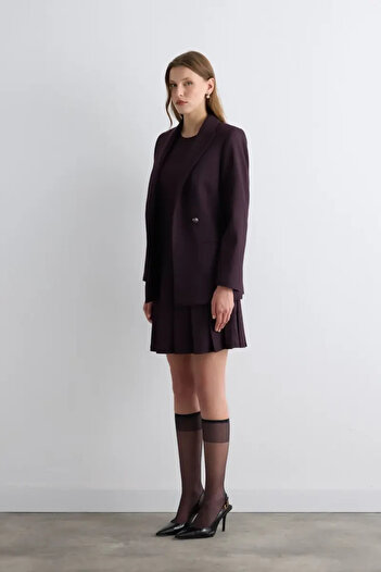 Gusto Striped Pilikaşe Gilet Dress - Plum