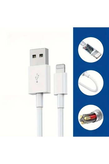 Flippy Fast Charging, Flippy, USB-B Compatible with iPhone, Lightning, Fast Charging, 1M, White