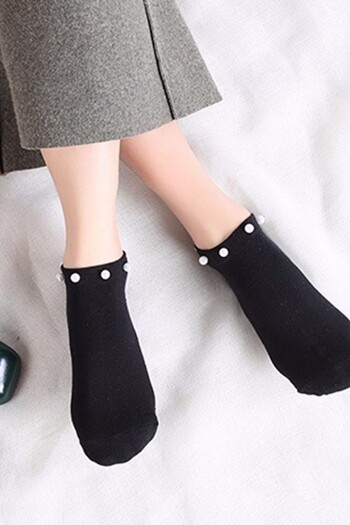 Welike Short women's socks with pearls