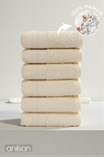 Anılsan 6-Piece Eco Beige Hand Towels - 50X70Cm, 125Gr, 100% Cotton, Spa and Hotel Towels, Suitable for Daily Use