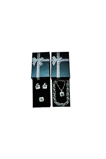 OEM 925 silver plated jewelry set with rainbow zirconia crystals