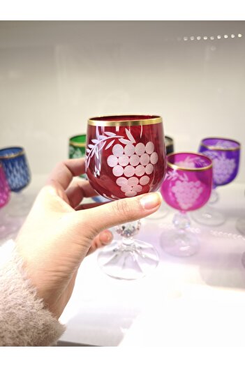 P&ORA PREMIUM KITCHEN PRODUCTS Crystal Grape Model 6-Piece Colorful Coffee or Water Glass