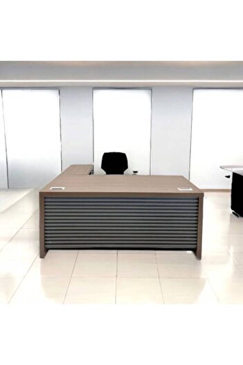 Al Saada Home White library cabinet 40×41×67 cm and light brown wooden office table