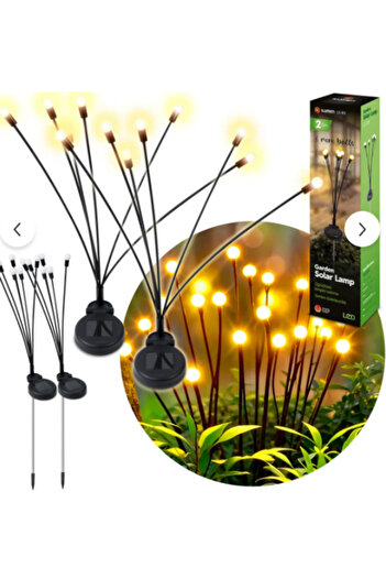 AVEO Pack of 2 Solar Garden Lamp, SDLOGAL, 8LED, Firefly Effect, Waterproof, Warm White