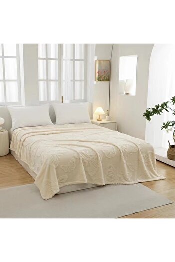 OEM Cocolino double bed blanket, embossed butterfly pattern, practical, soft and velvety texture, 61246