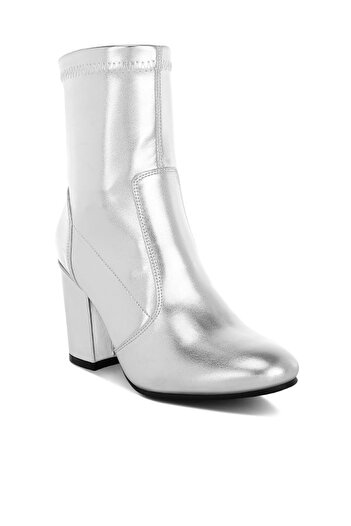 london Rag Women Metallic Pleather Sock Boots in Silver