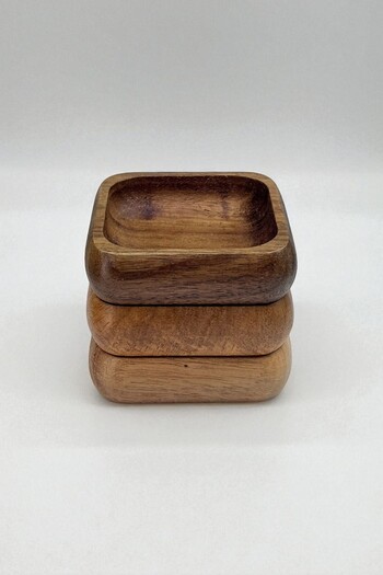 Kitchen Way Acacia 3-Piece Square Snack Bowl Set Kw-942
