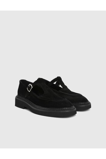 İLVİ Charlie Genuine Suede Leather Black Women's Loafer