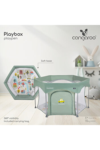 Cangaroo Hexagonal playpen for children Playbox Pink, compact foldable, thermally insulated base, walls