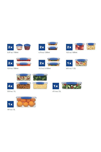 Sistema KLIP IT Saklama Kabı Seti, 34 Parça, BPA Free, Mavi