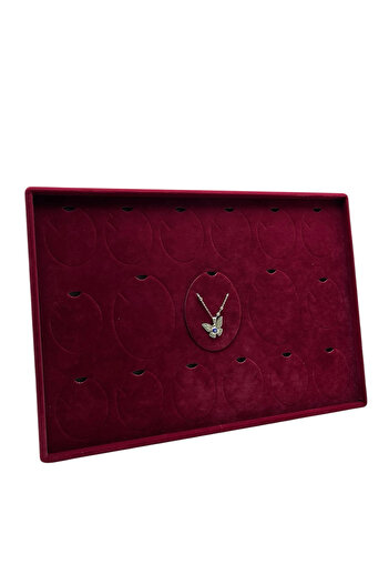 MeGass Dekor Suede Fabric Burgundy 34-24 cm Pedestal Necklace Display Stand with 17 Pads
