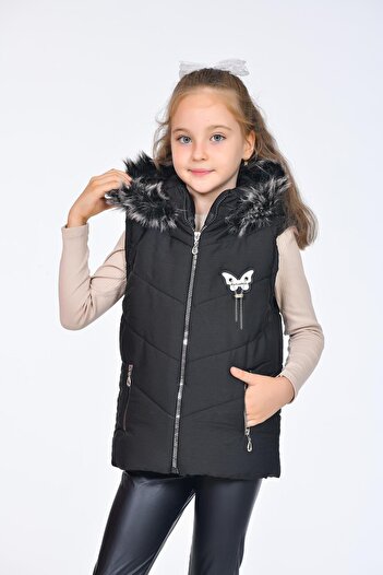 Kamex Girls' Embroidered Winter Puffer Vest