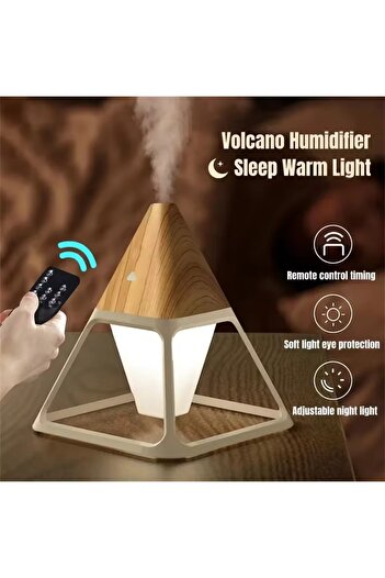 Generic LED Night Light 140ML Pyramid Humidifier USB Remote Ultrasonic Aroma Diffuser Air Purifier Brown