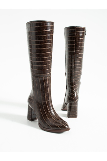ALEMDAR AYAKKABI Scena Brown Crocodile Patterned Women's Boots