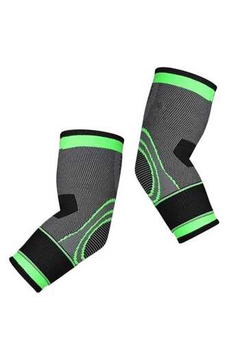 Elit Green Colored Knitted Elbow Pads Are Adjustable. Compressive Sleeve. Non-Slip. Suitable for All Sports