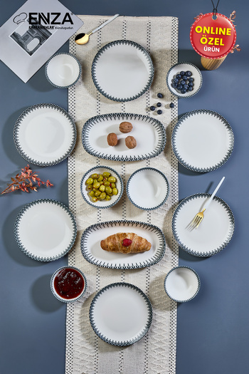 Enza Defne Porcelain Breakfast Set 14 Pieces