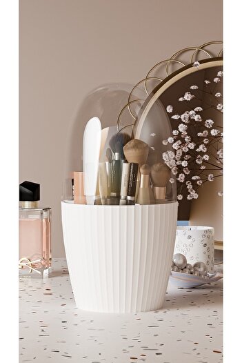 Se Yank Haus 7 Compartment Makeup Organizer Multi-Purpose Jar Lid Organizer White
