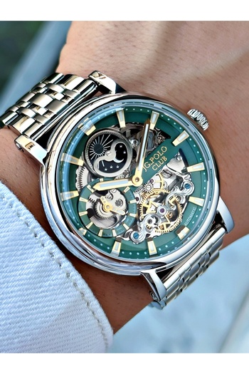 JG. Polo Club Steel Band Steel Case 5 Atm Water Resistant Automatic Men's Wristwatch S02014Mr