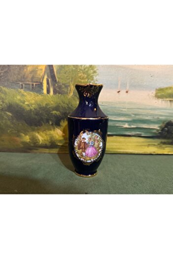tayfuntufan antika koleksiyon Limoges Porcelain Vase 14 cm Tall