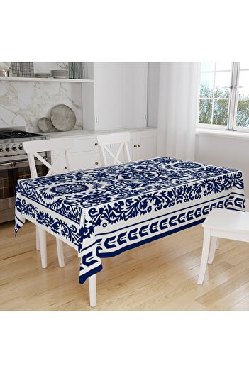 Else Dekor Vintage Geometric Patterned Digital Print Suede Fabric Kitchen Tablecloth