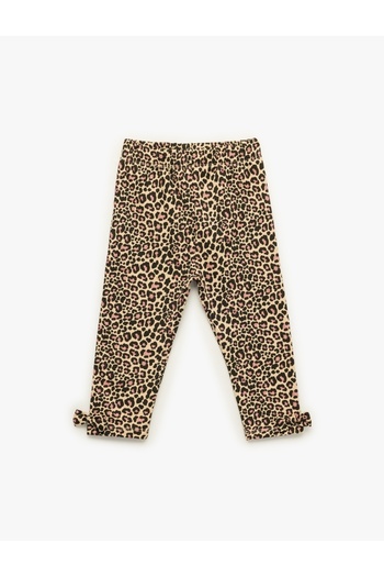 Koton Leopard Patterned Bow Cotton Long Leggings