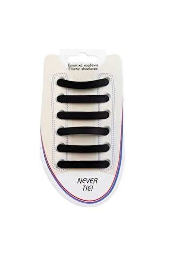 SHOPIENS Set 12 silicone shoelaces black Shopiens®, no need to tie