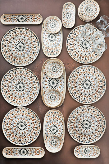 Bev Kitchen Antique Pattern 29 Piece Porcelain Breakfast Set Breakfast Set & Set for 6 People