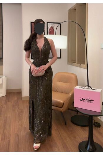 sundas boutique Diamond sparkle sequin evening dress with side slit