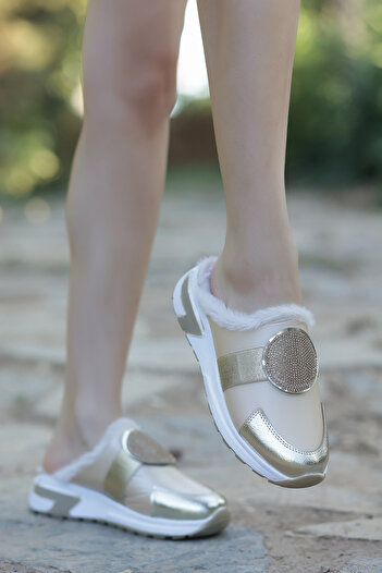 kajal ayakkabı Ljn 026 Stone Buckle Detailed Slippers